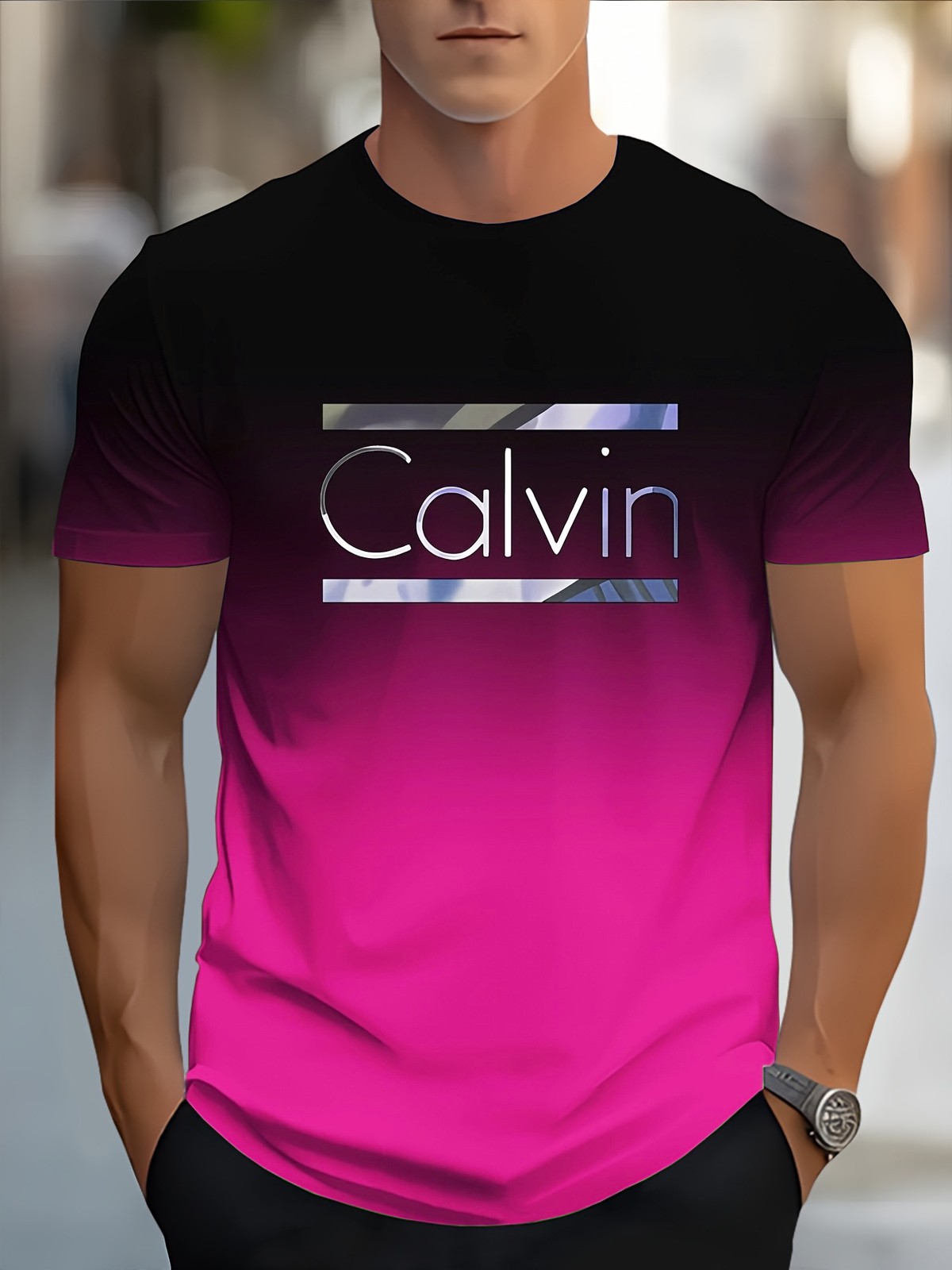 Men’S Summer Creative Casual 3D Digital Print T-Shirt Trendy Brand, All Over