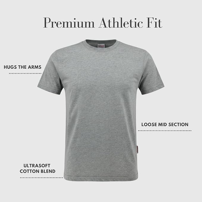 Premium Athletic Fitted T-Shirt Moisture Wicking Crew Neck Short Sleeve Shirt
