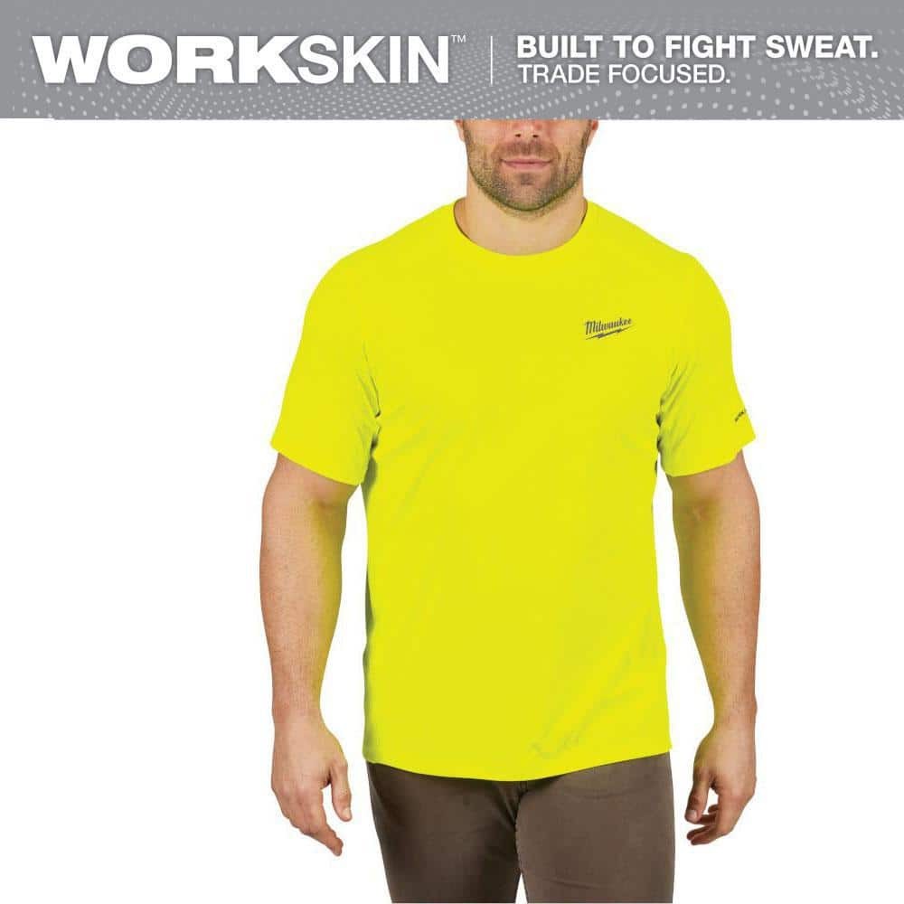 Milwaukee Men’s XL Hi-Vis GEN II WORKSKIN Light Weight Short-Sleeve T-Shirt