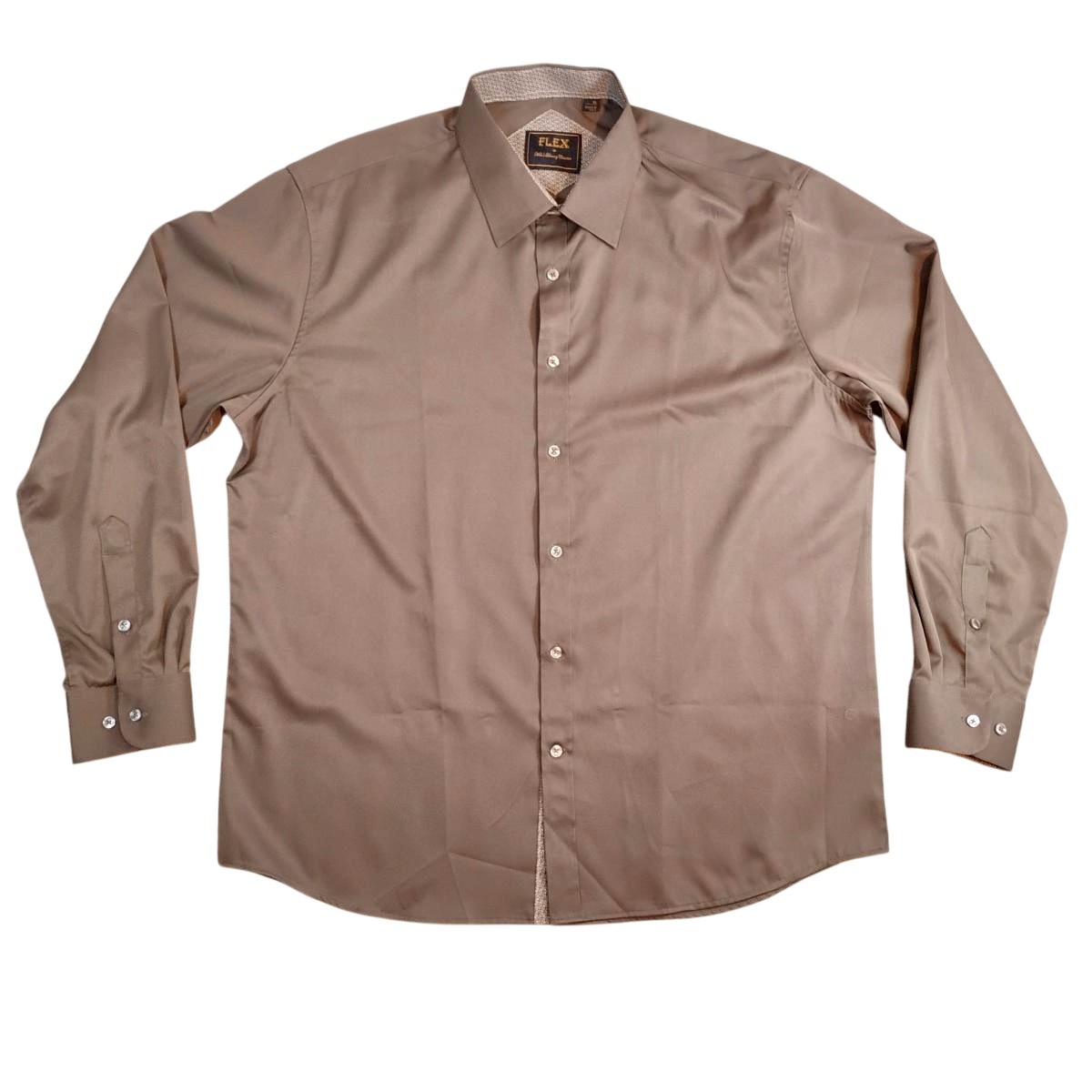 FLEX Shirt Mens XL Gray Dress Button Down Long Sleeve Contrast Trim Luxury