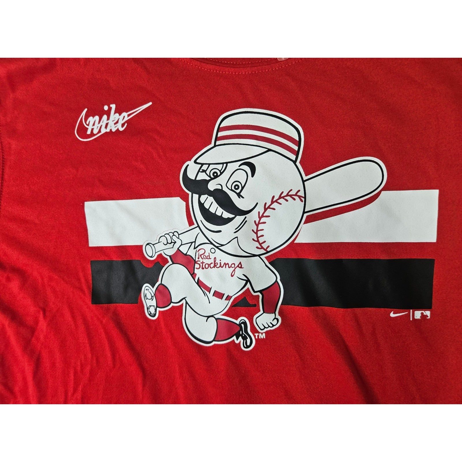 Nike Cincinnati Reds T-Shirt Mens Large Mr Redlegs Stockings Dri-FIT Tee