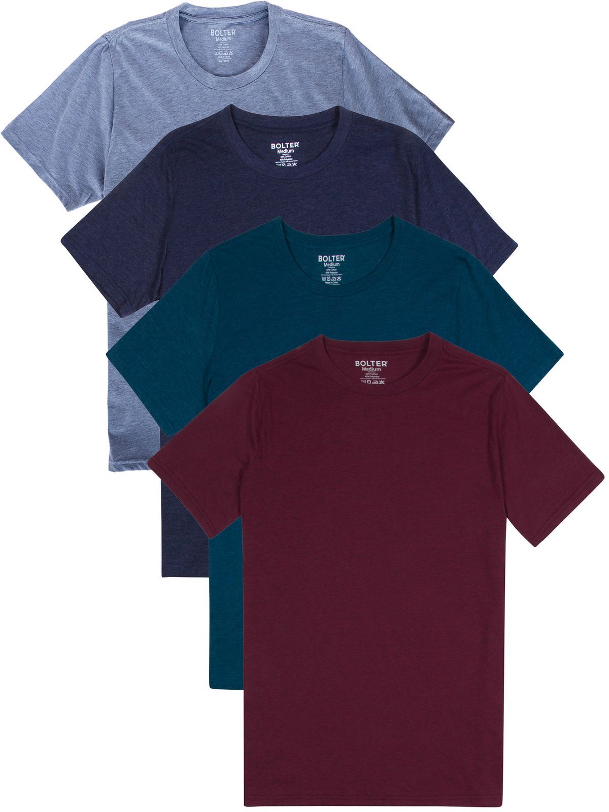 4-Pack Mens Crew Neck T-shirts Cotton Poly Blend by Bolter