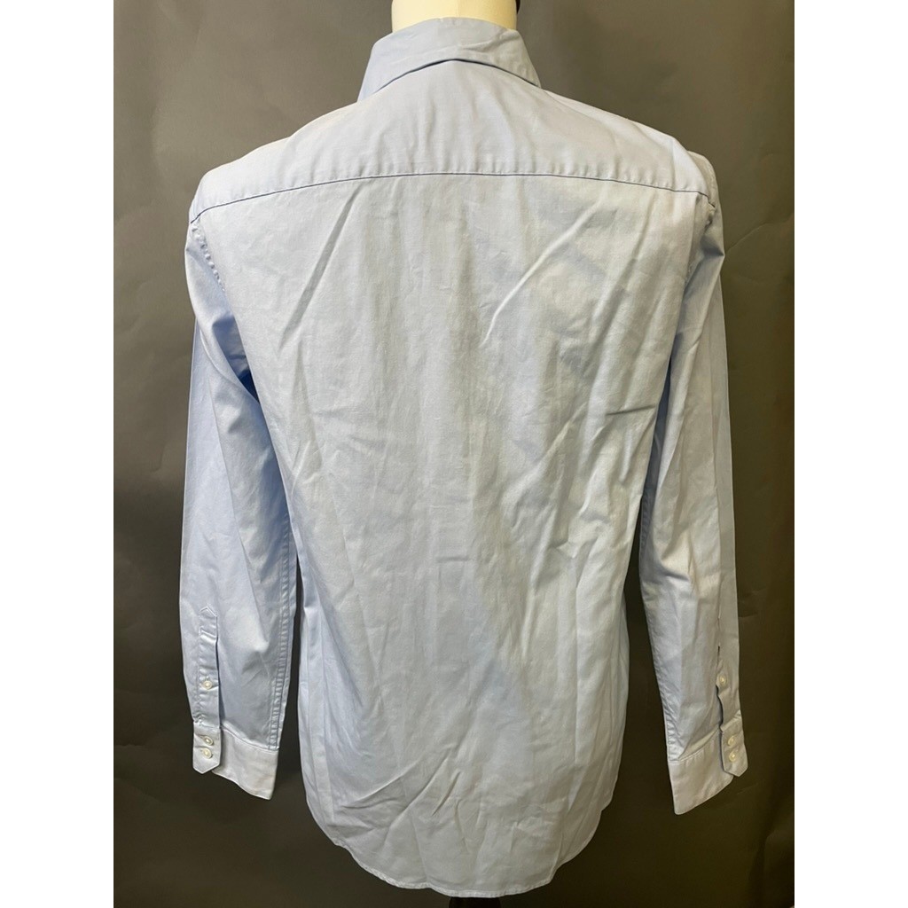 Club Monaco Albini Fabric Mens Light Blue Cotton Button Down Shirt Size 15.5