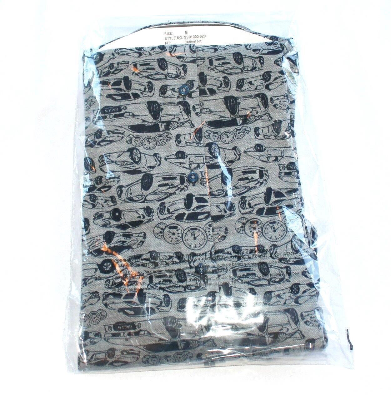 Hagen Carmel NEW Sport Shirt Men’s MEDIUM M Gray Blue Cars AOP Casual Auto Car