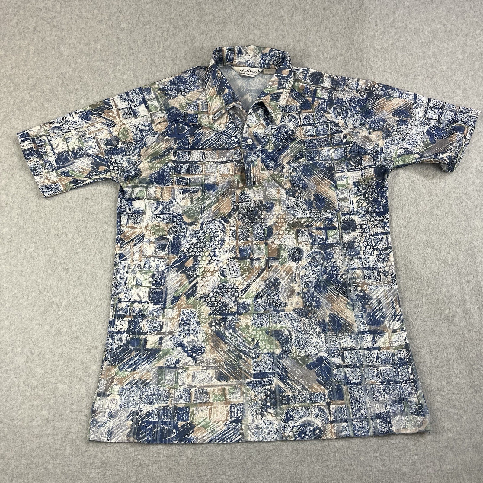 Vintage Lilly Dache Shirt 70s Polo Disco Mens Large Cruise Polyester *Read*
