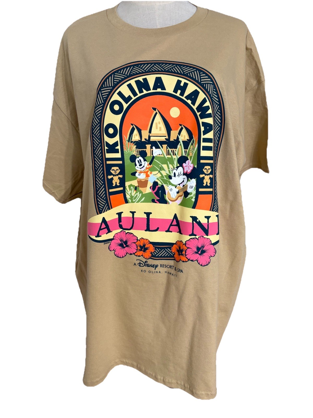 Disney Ko Olina Hawaii Aulani Disney Resort Spa Floral Yellow T-Shirt X-Large