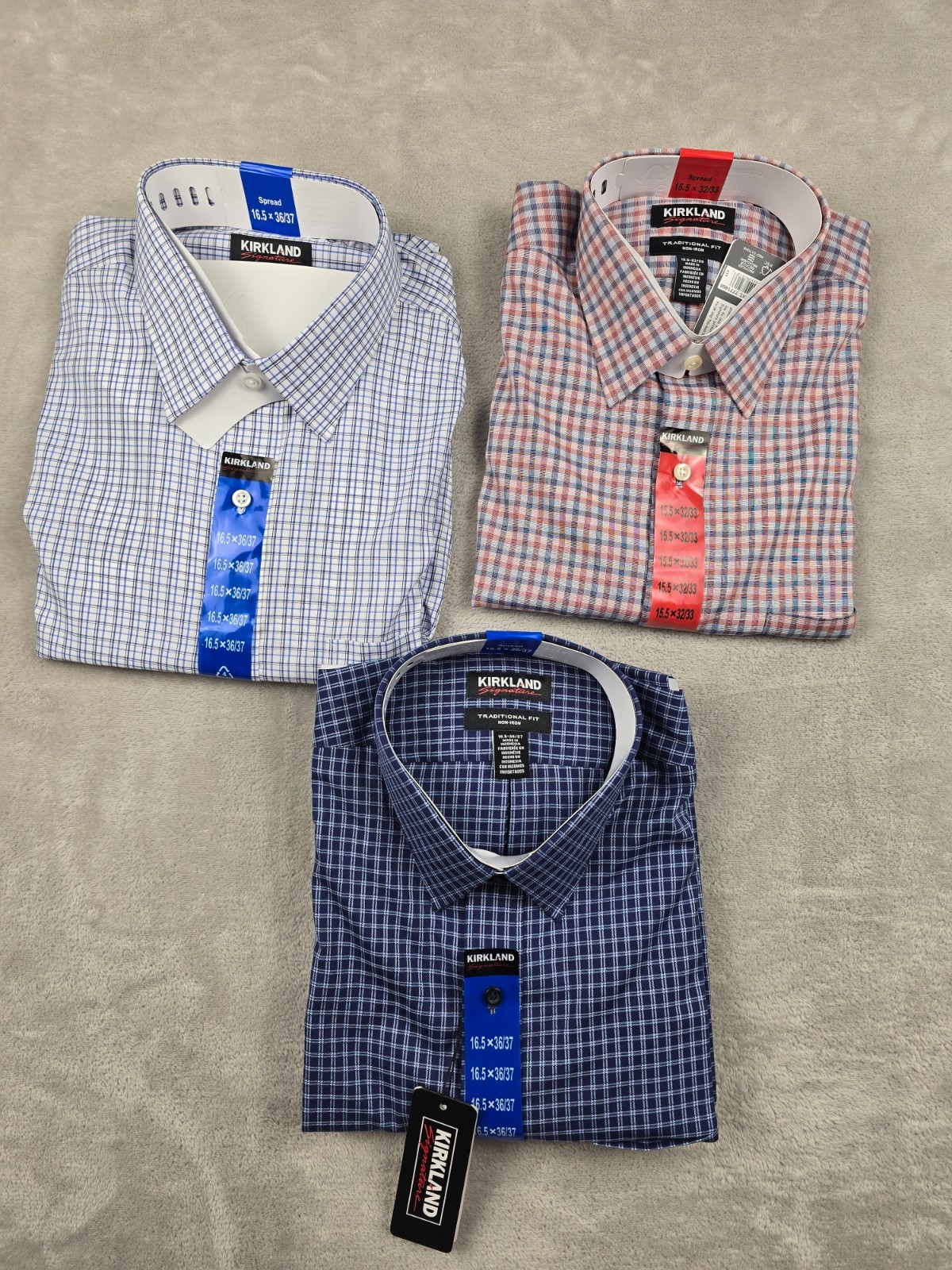 Kirkland Signature Button Up Dress Shirt Plaid Traditional Fit Pick Color Size