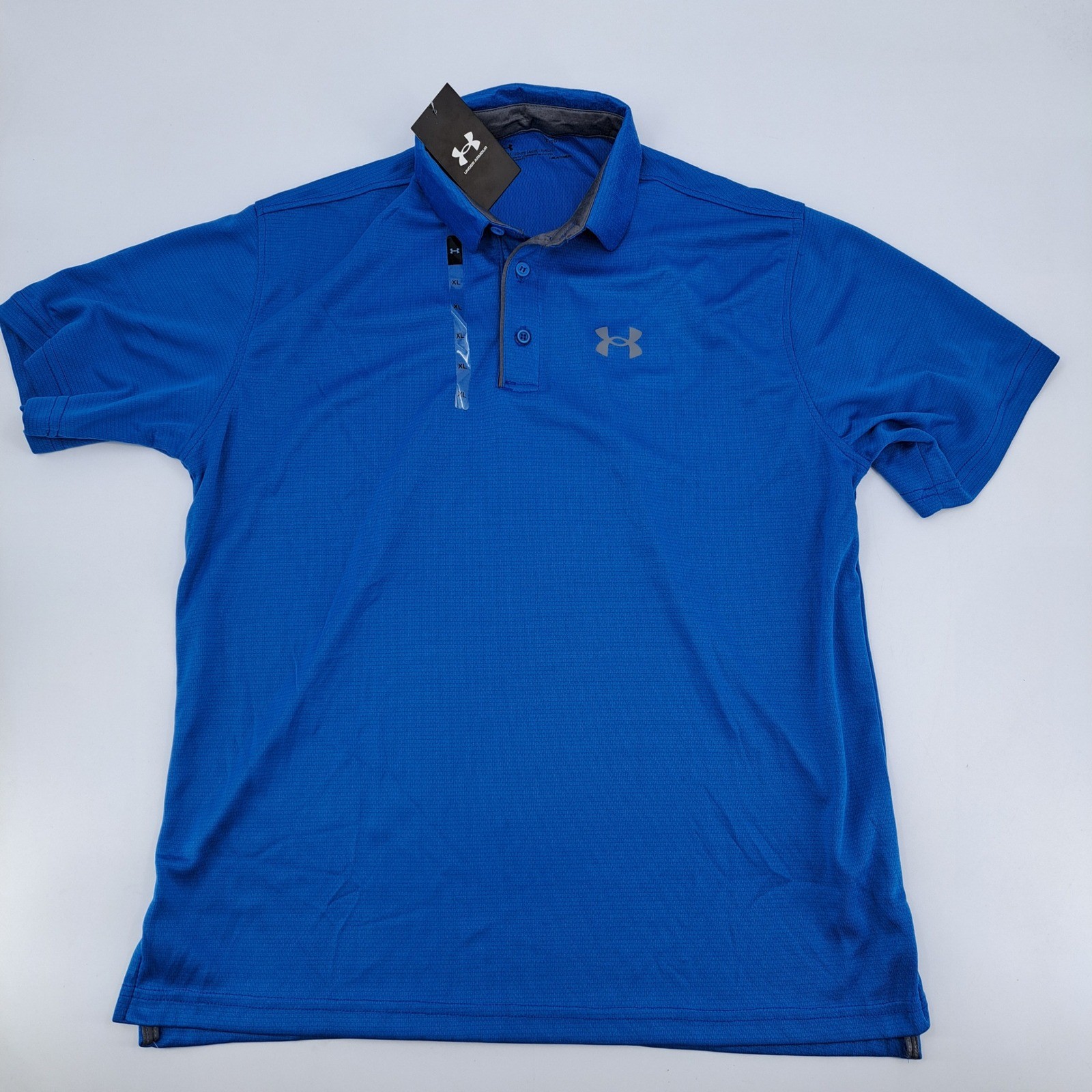 Under Armour HeatGear Polo Shirt Mens XL Polyester Royal Blue Solid Performance