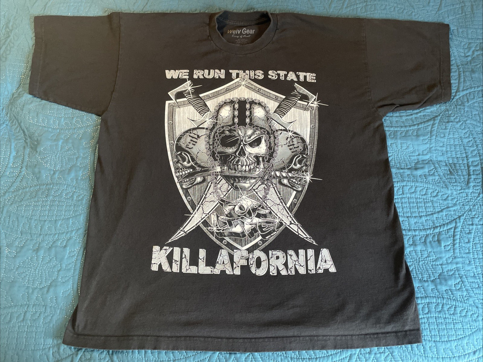 Weiv Gear Biker T-Shirt Pirate Biker Themed California For Life 3XL