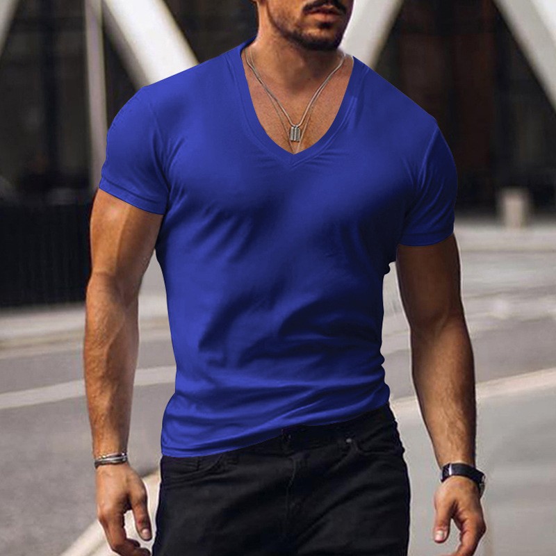 Summer Solid V-Neck Short Sleeve Tee