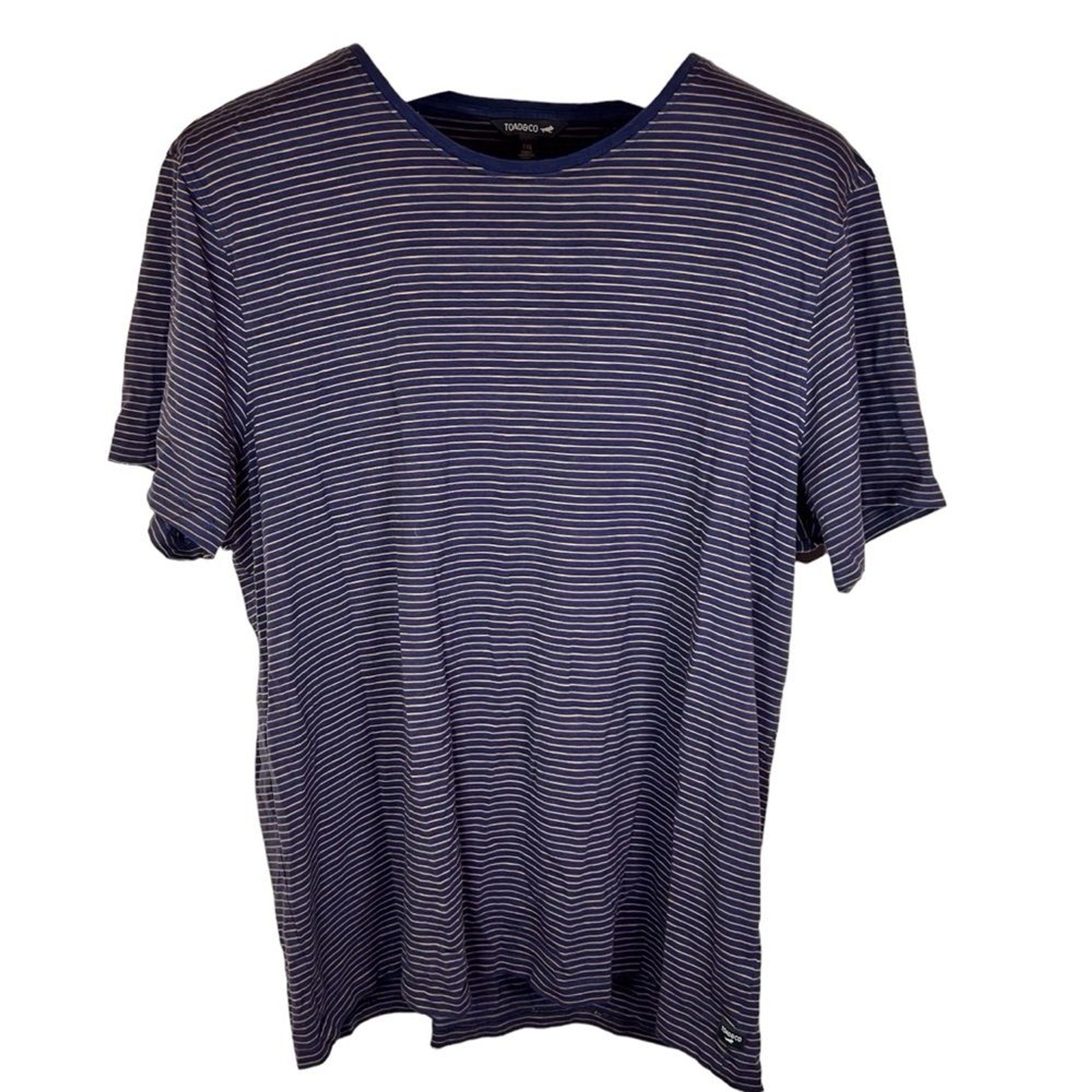 Toad & Co Mens Striped Loose Fitting Organic Cotton Tee Size XXL Blue White