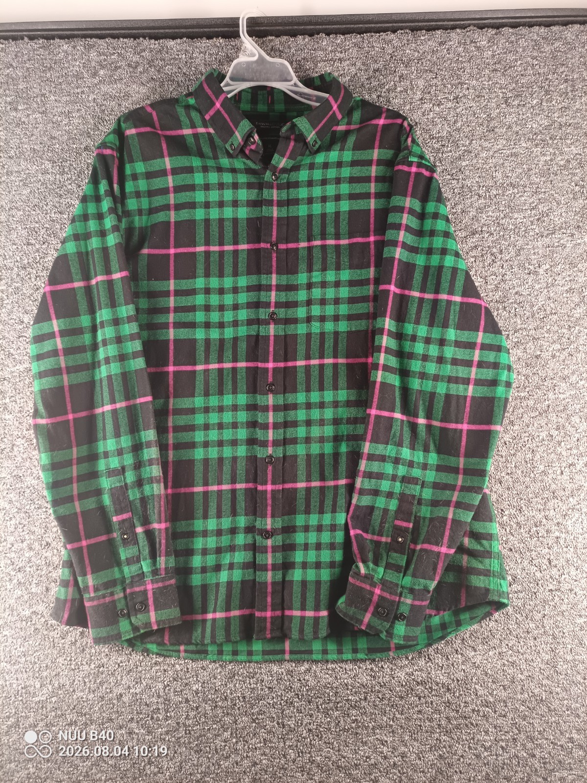 Banana Republic Mens Organic Cotton Green Black Buffalo Plaid Flannel Shirt Xl
