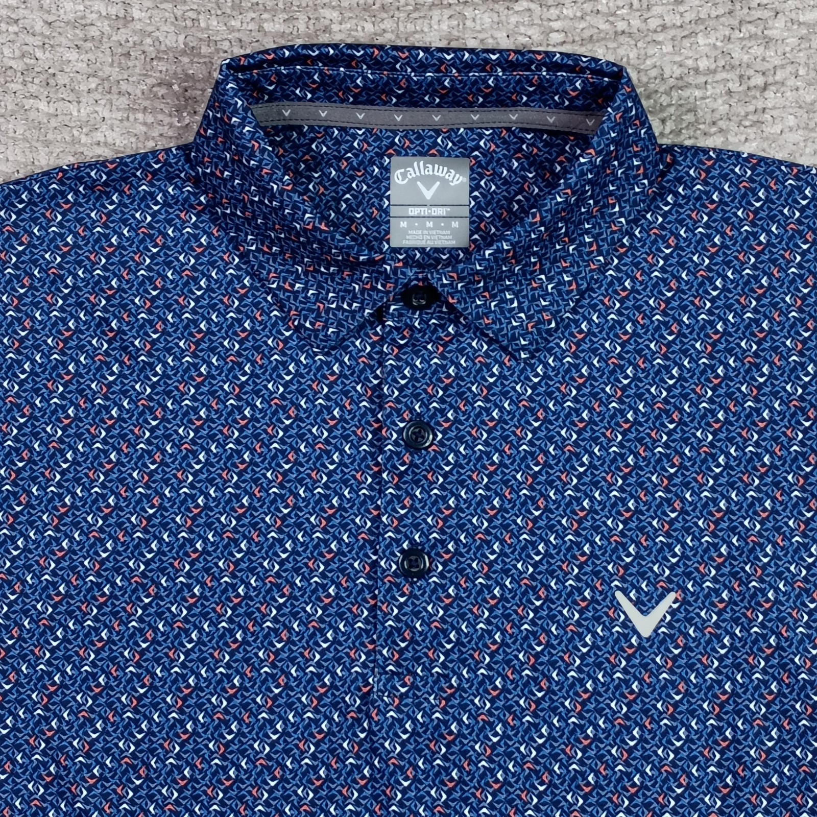 Callaway Opti-Dri Polo Shirt Mens Medium Multi Color Golf All Over Print New
