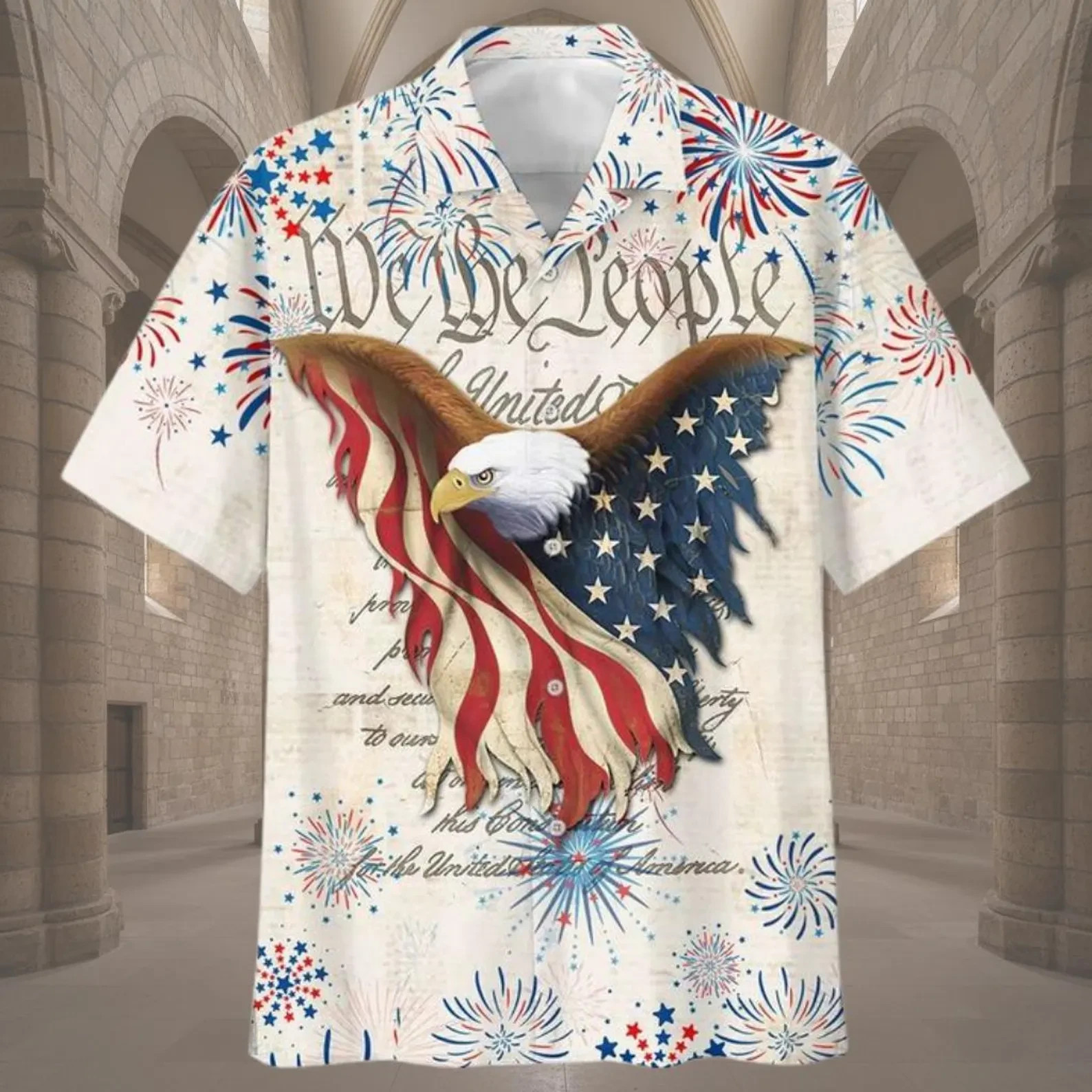 We The People, Patriotic American Flag 3D Print Hawaiian Shirt – Adults & Youth