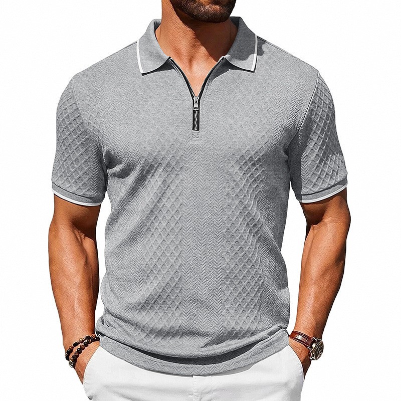 Summer Retro Loose Zipper Lapel Polo Shirt