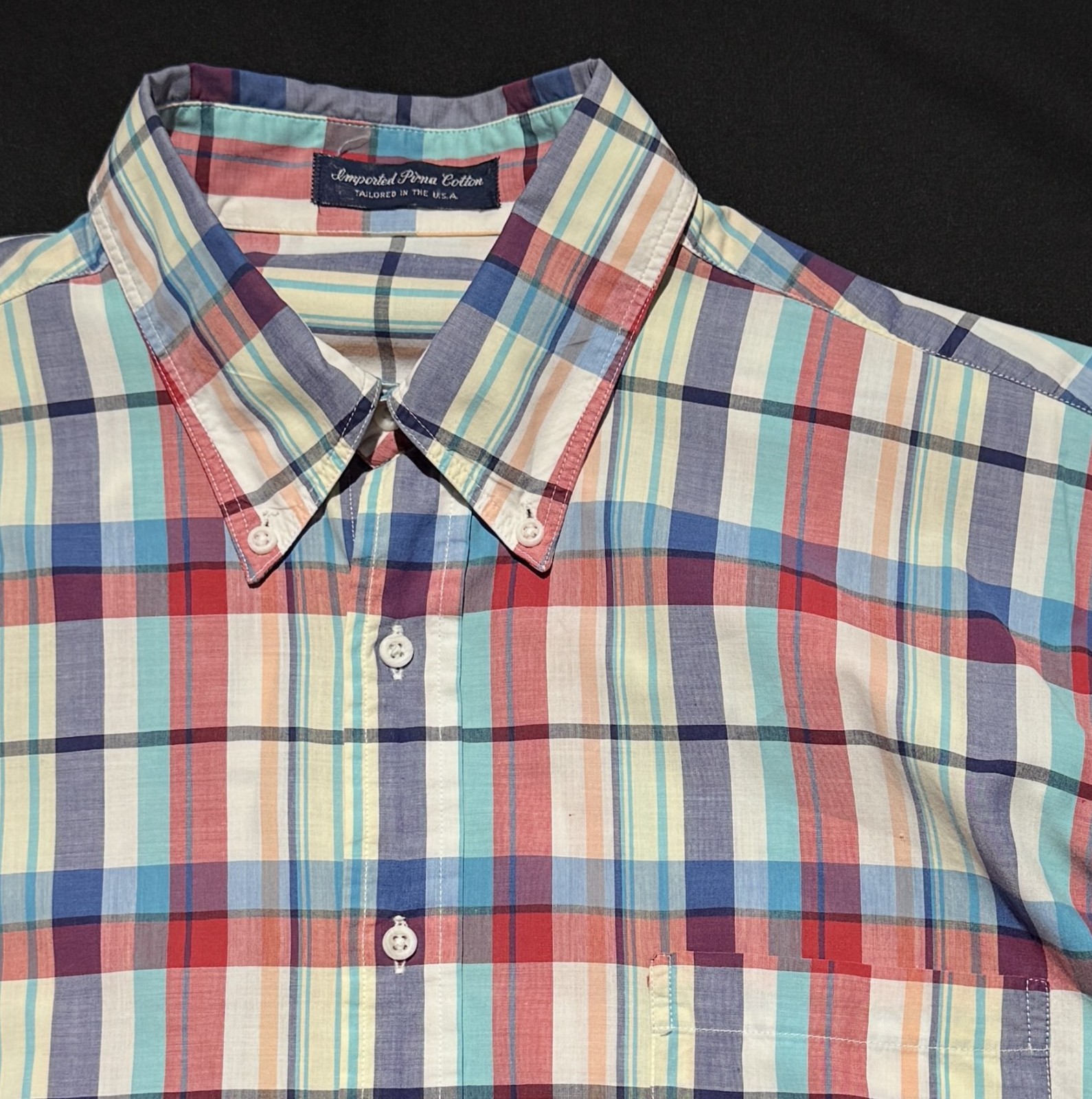 Tailored Mens Shirt Pima Cotton 44 Chest 30 Long Multicolored Tailored in USA