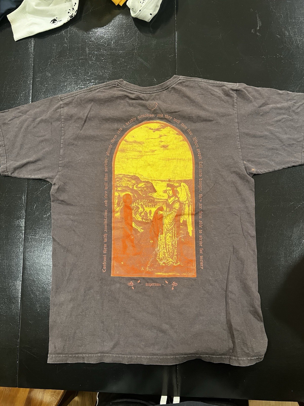 Y2K Empyre Men’s L Gray Graphic Print Angel Cotton Tee (bleach stains on front)