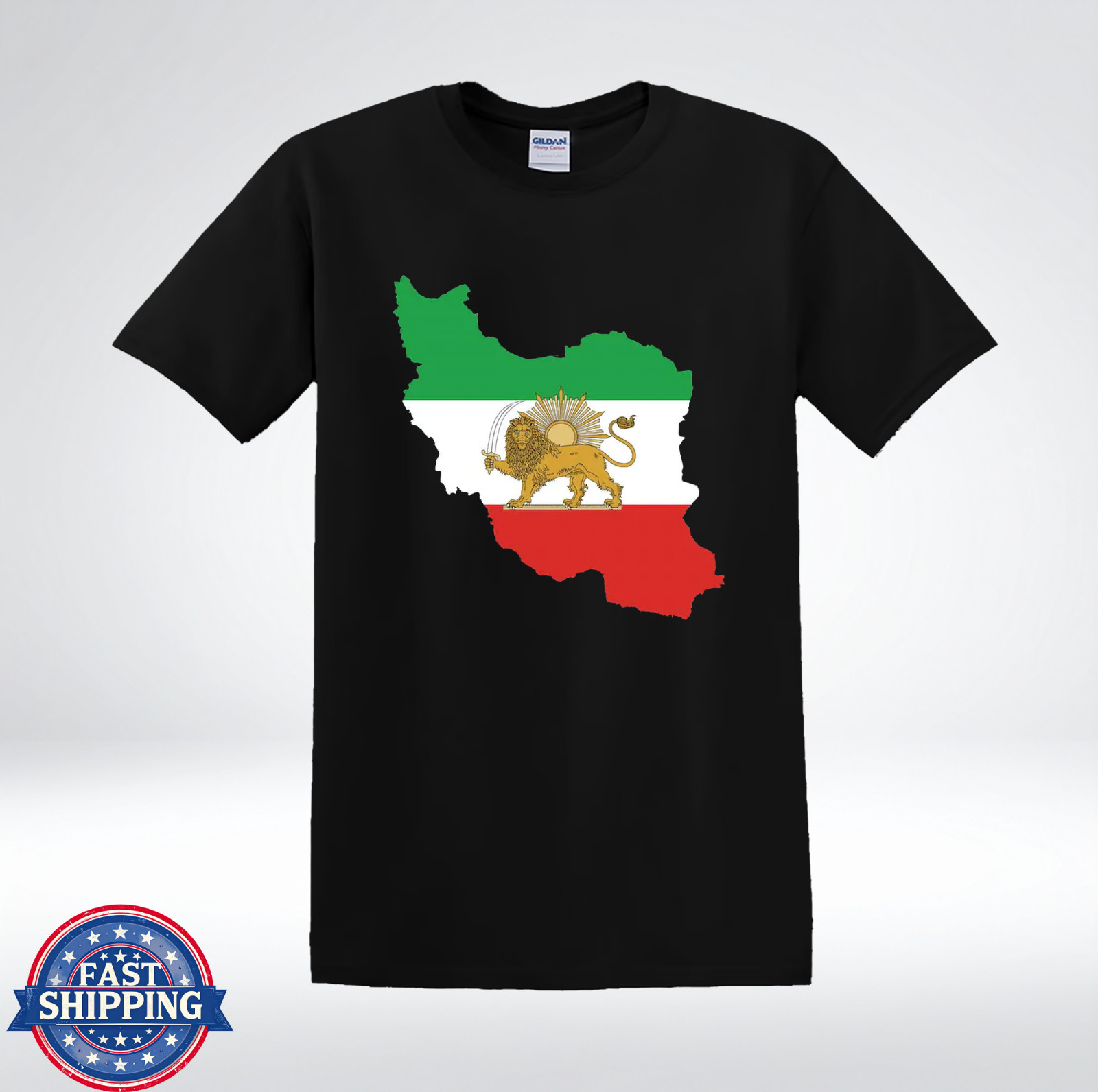 Iran Map Flag Lion and Sun Persian Heritage Graphic T-Shirt