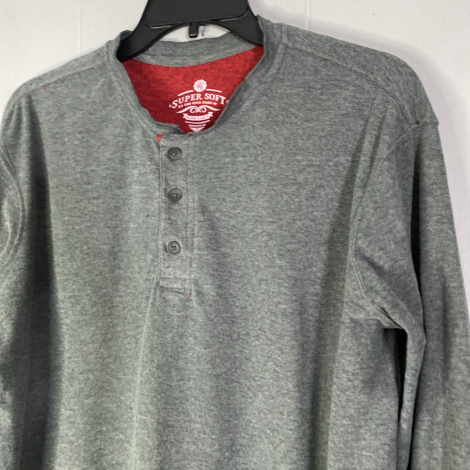 Raw Yarn Super Soft Henley Long Sleeve Shirt Mens Large 22×30 L