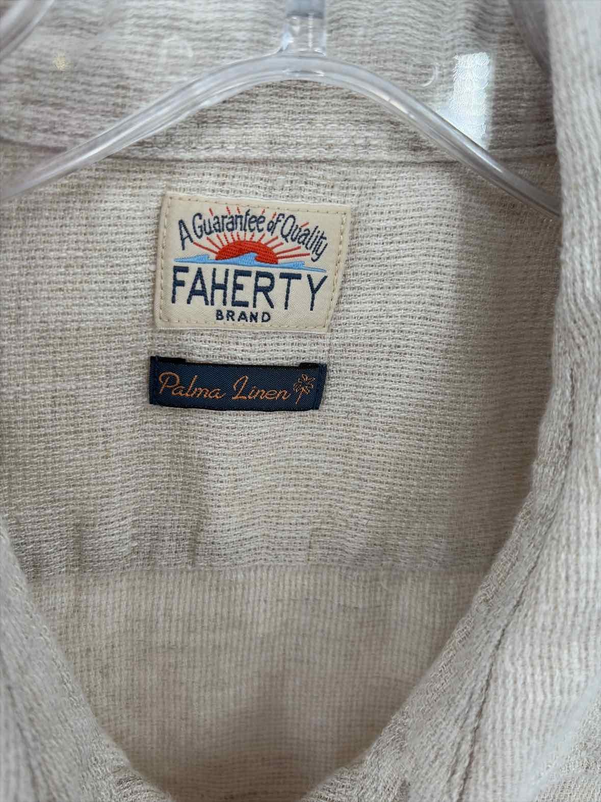 Pre-Owned Faherty Tan Linen Size Large Men’s Button Down
