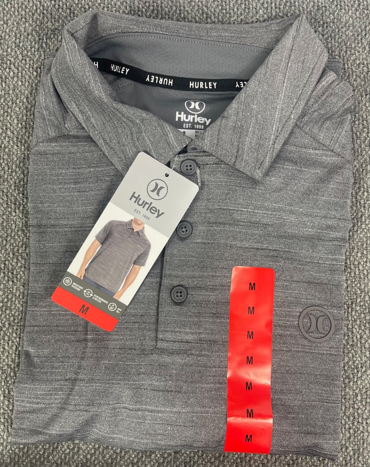 thehoffyhouse Hurley Gray Performance Polo Pick Your Size NWT