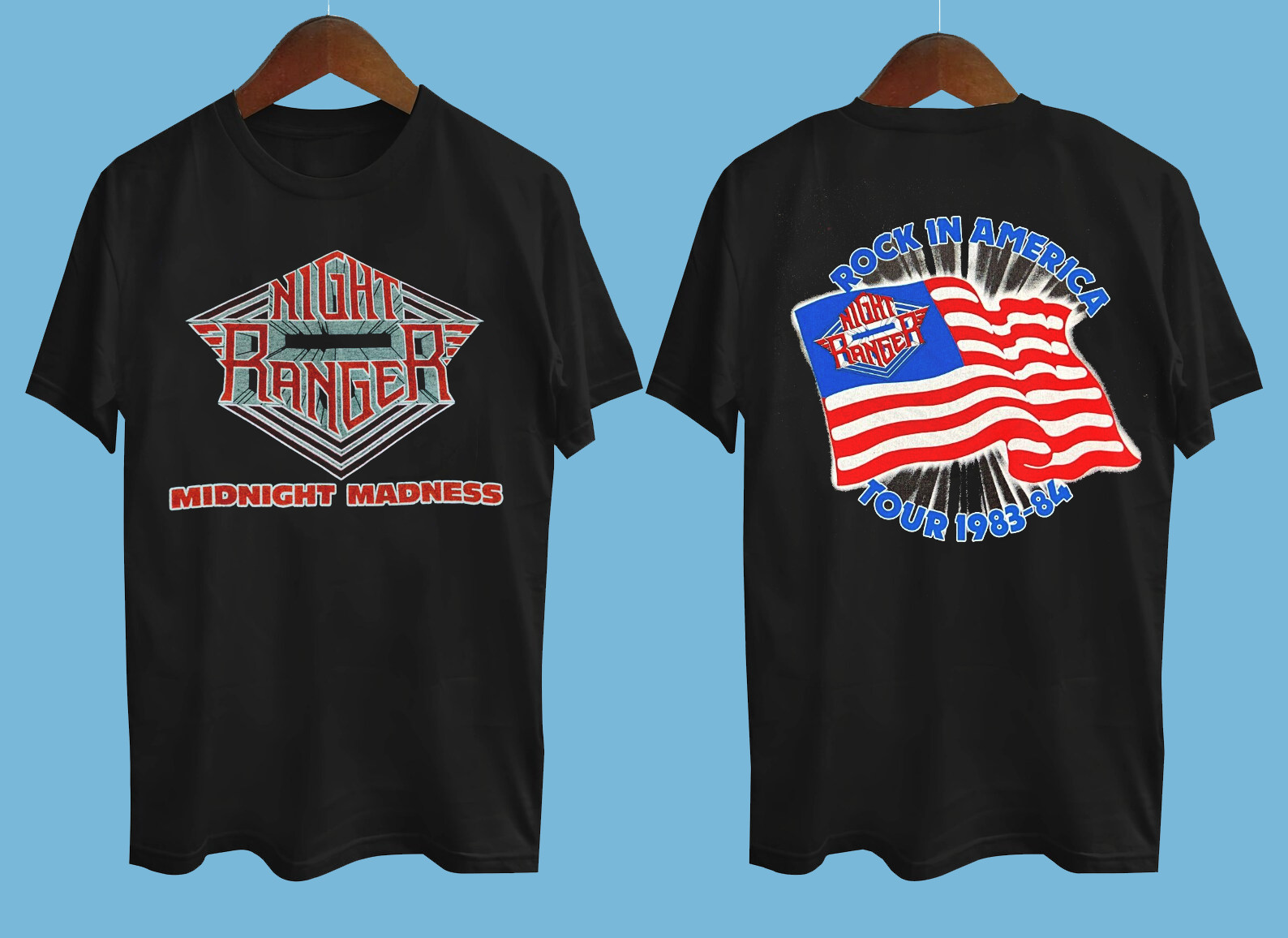 VTG 80s Night Ranger Midnight Madness Black All Size Gift Shirt