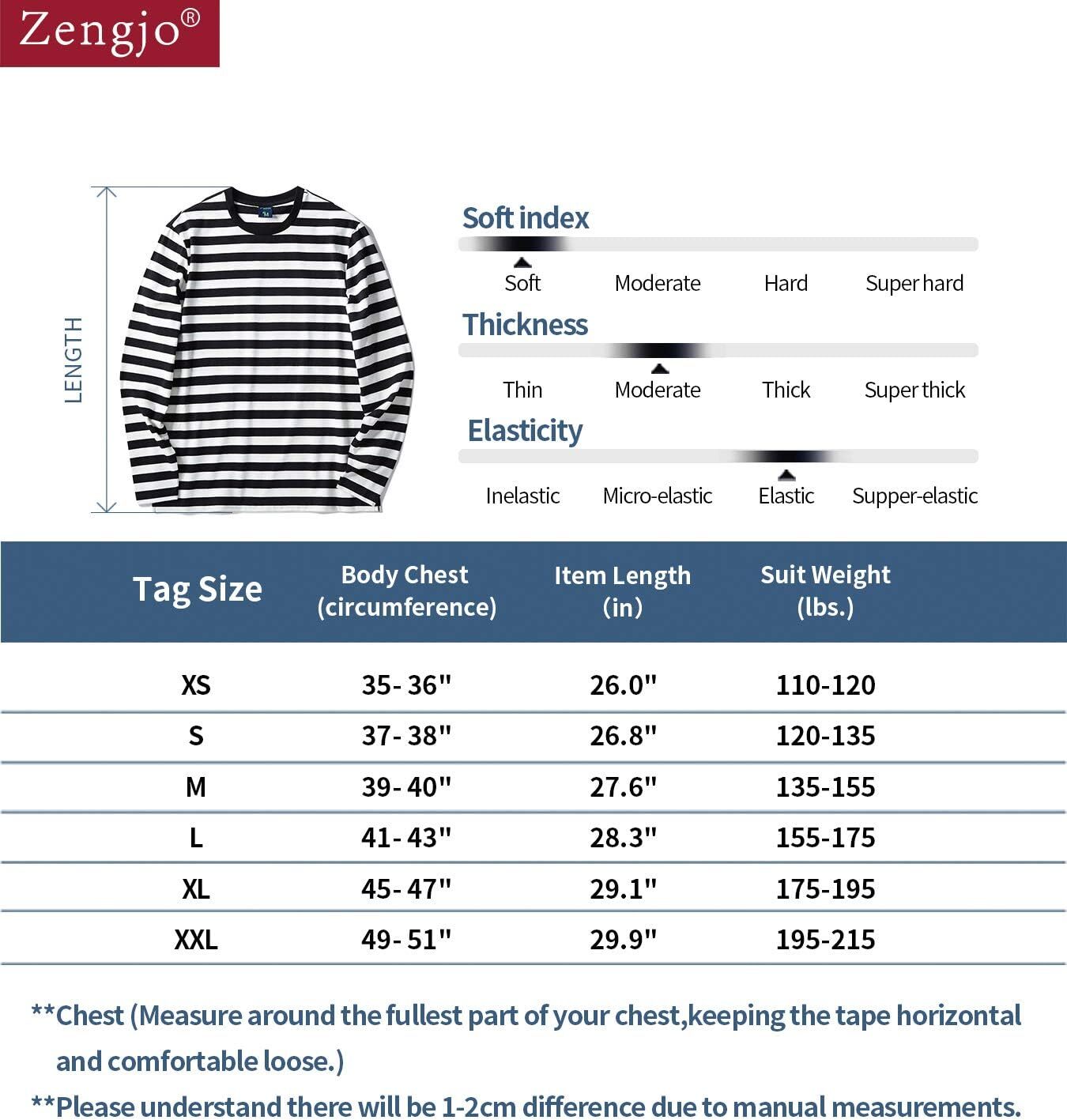 Men’s Medium Black And White Stripe Long Sleeve T Shirt Casual Cotton Spandex
