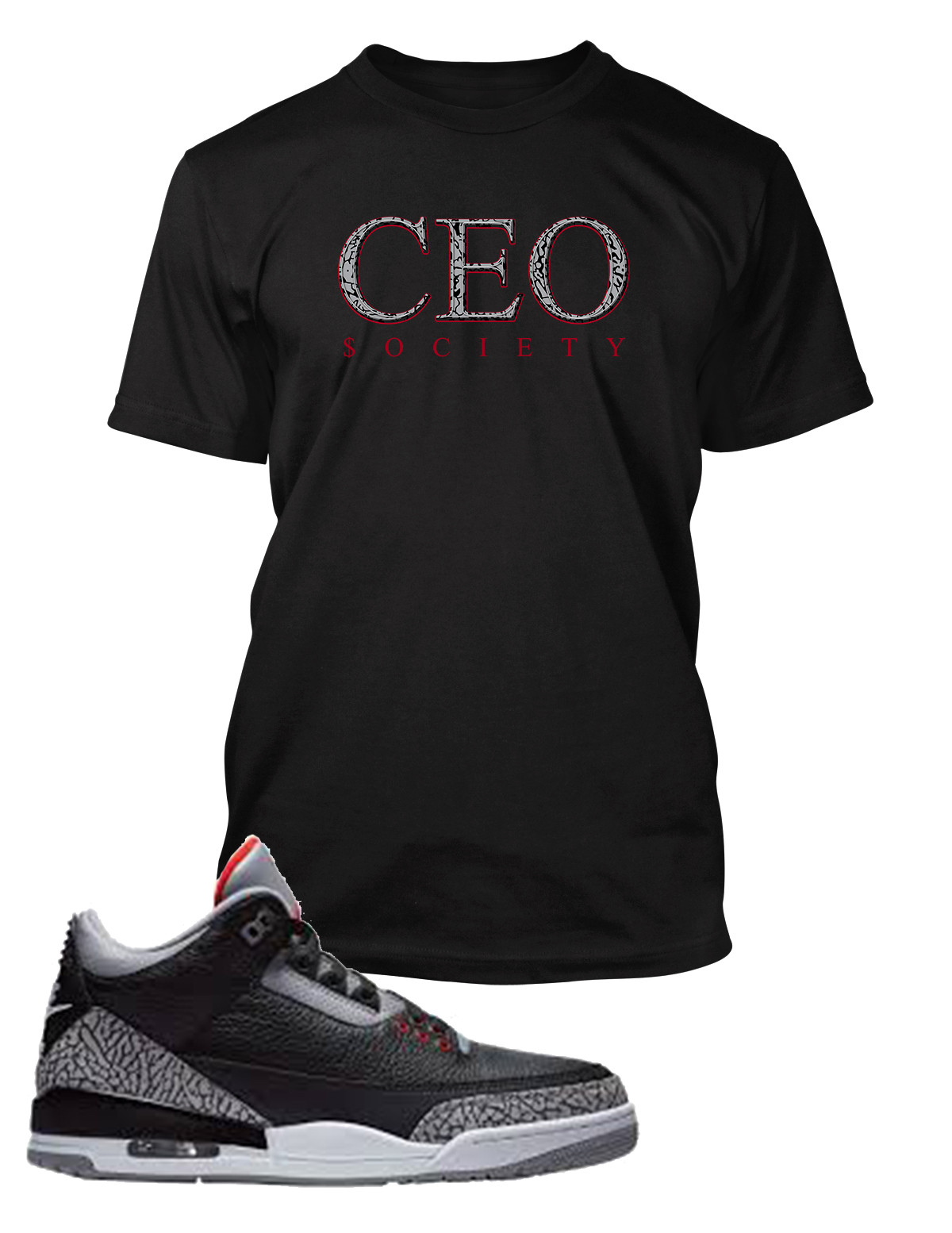 CEO Sneaker Tee Shirt To Match J3 Cement Shoe Men’s Graphic T Sizes Small -10XL