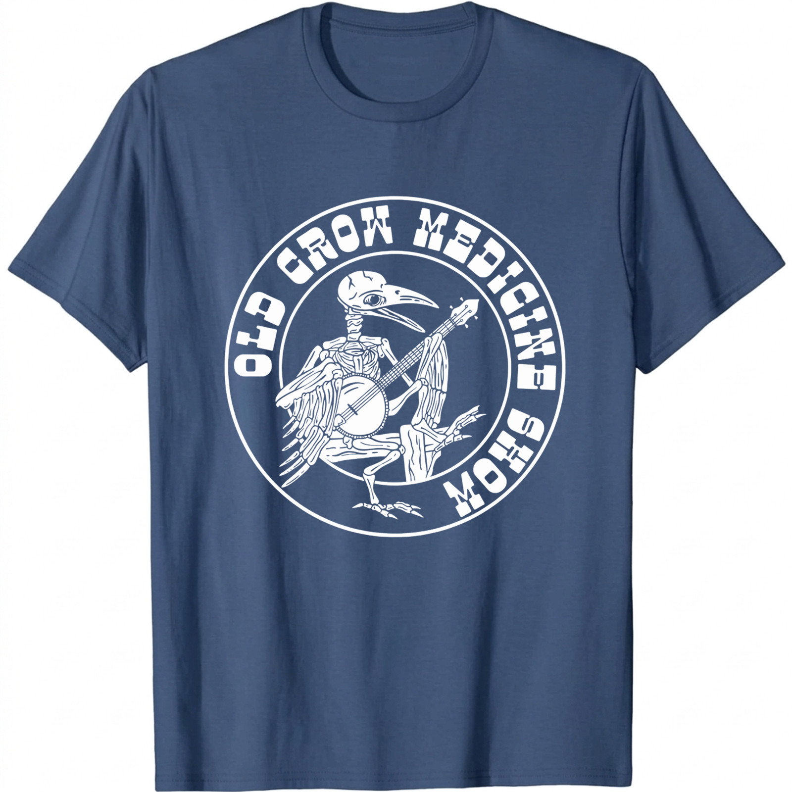Old Crow Medicine Show T-Shirt Funny Banjo Crow Skeleton Graphic Tee Music Gift