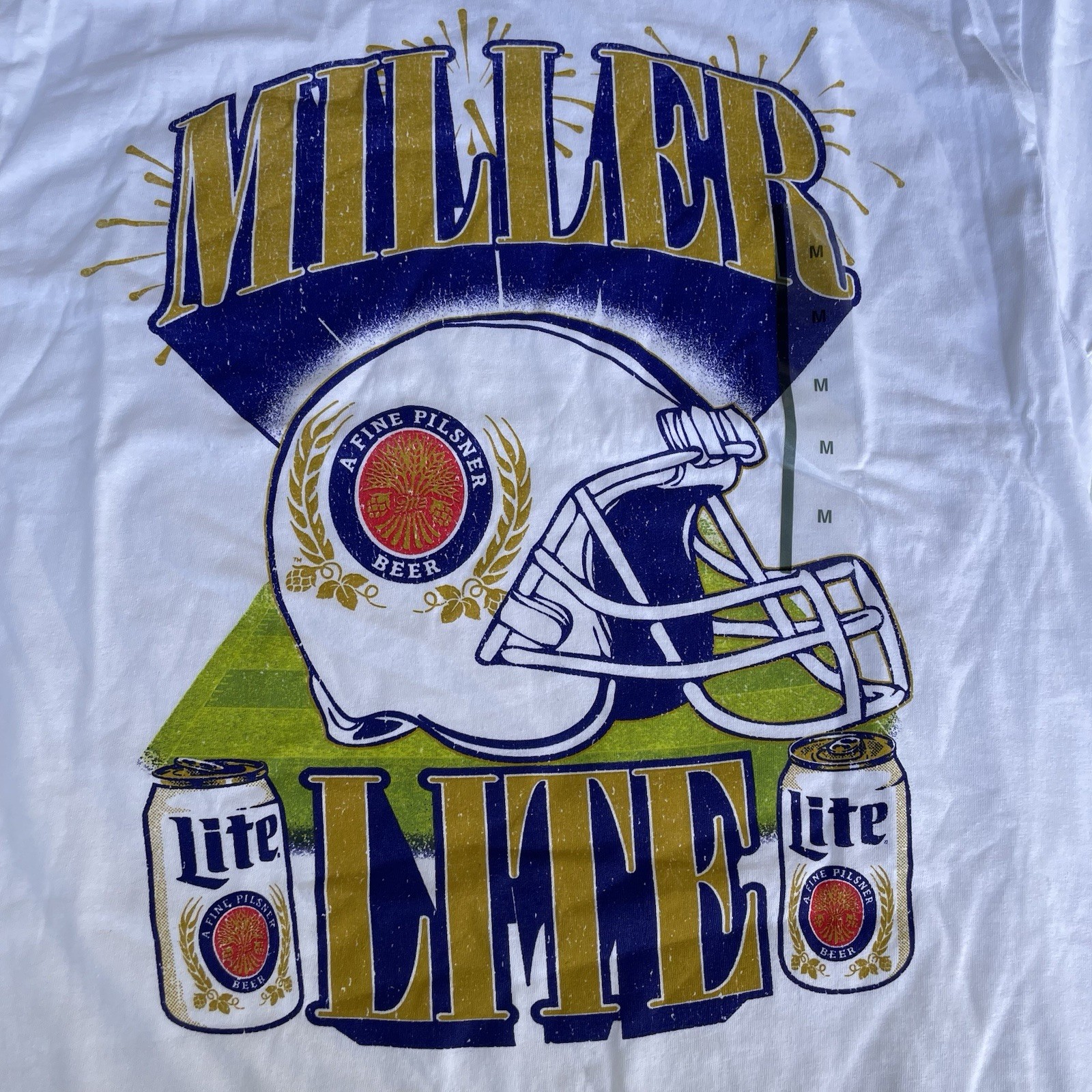Adult Miller Lite Football T Shirt Screen Print Pick Your Size New
