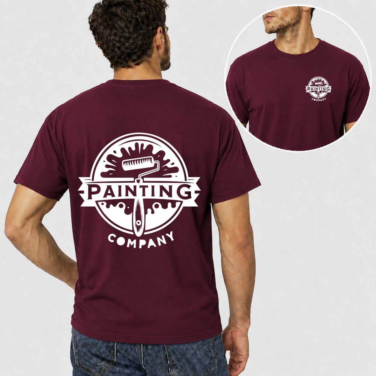 Mens Personalised Work T Shirt Custom Trade Company Logo Painter Decorator Gift