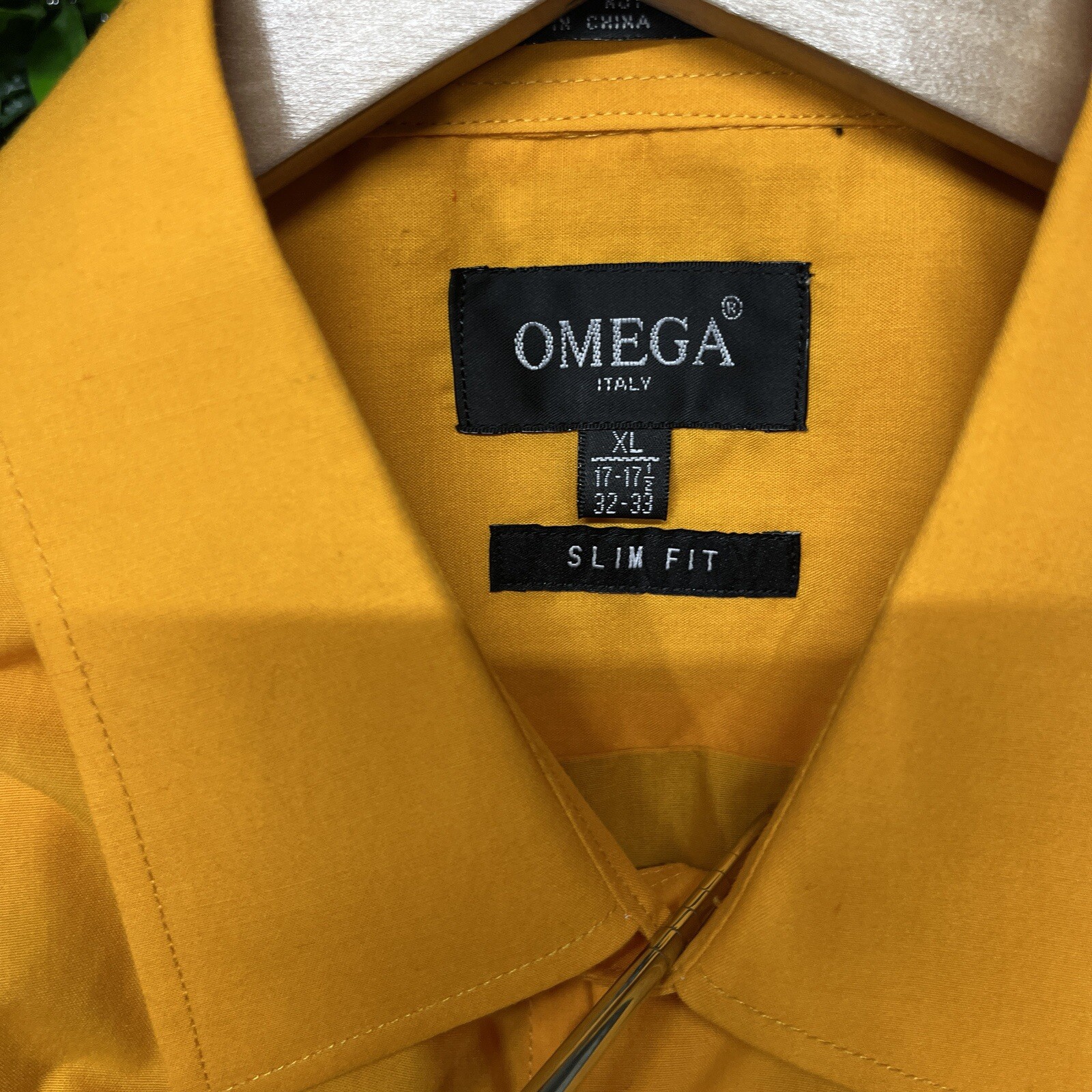 OMEGA ITALY Mens Shirt XL Orange Button Collared Slim Fit Long Sleeve 1749