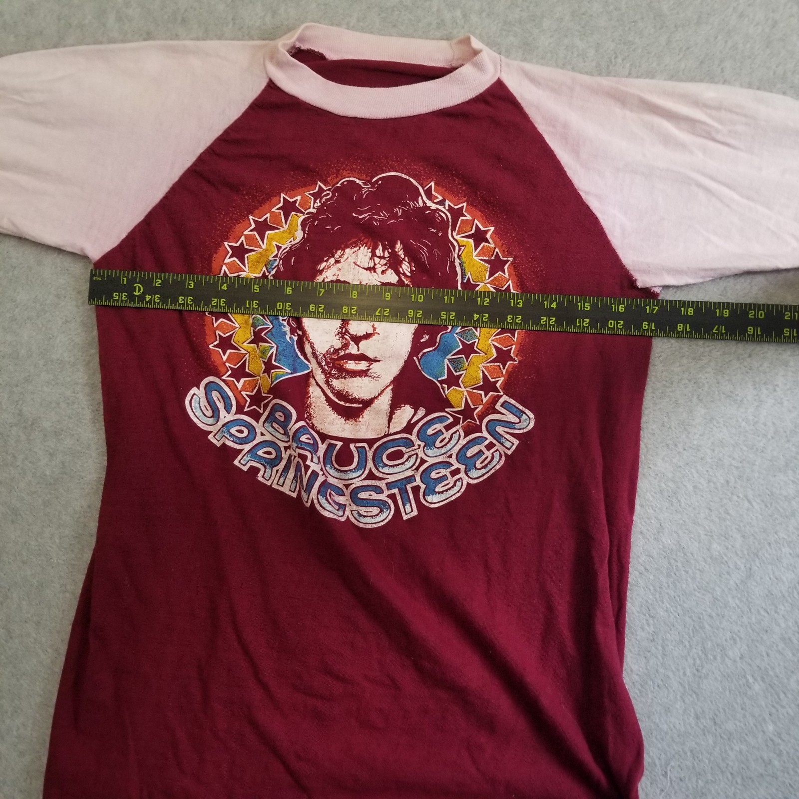 Vintage 80s Bruce Springsteen Shirt Mens Small Boss is Back Nebraska Tour Raglan