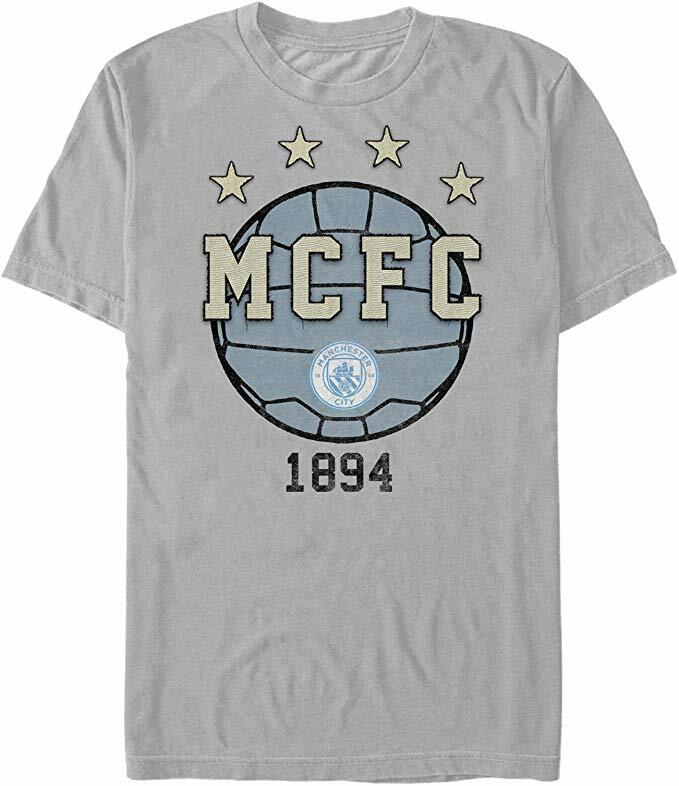 Official Apparel Team Manchester FC Soccer Ball Logo Adult Tee Shirt.