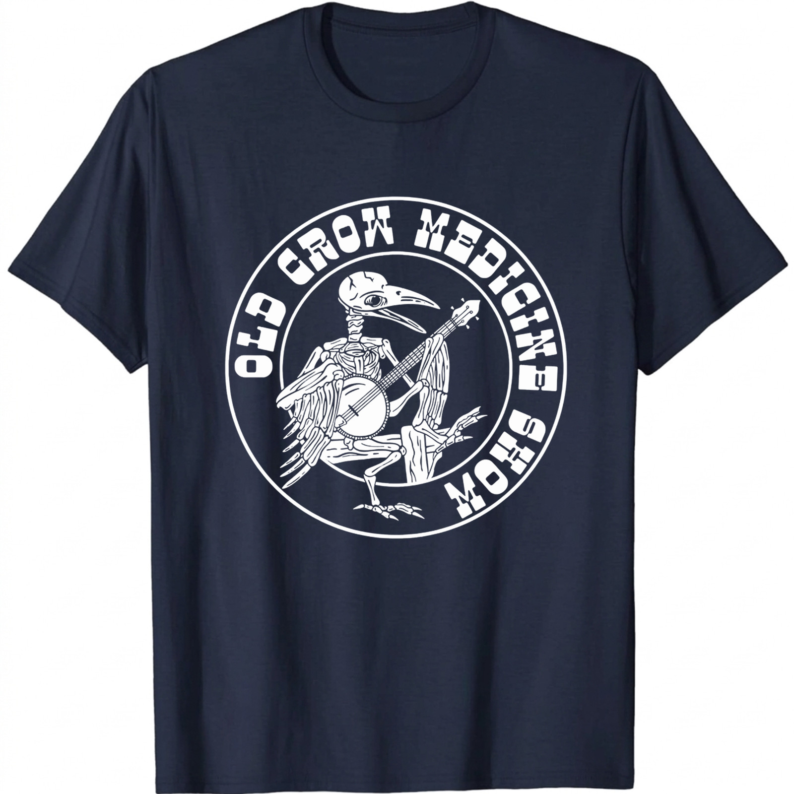 Old Crow Medicine Show T-Shirt Funny Banjo Crow Skeleton Graphic Tee Music Gift