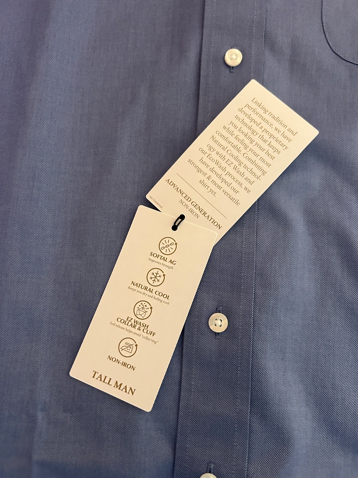 NWT’s Roundtree Yorke Gold Label Twill Blue 16.5 36/37 Tall Dress Shirt