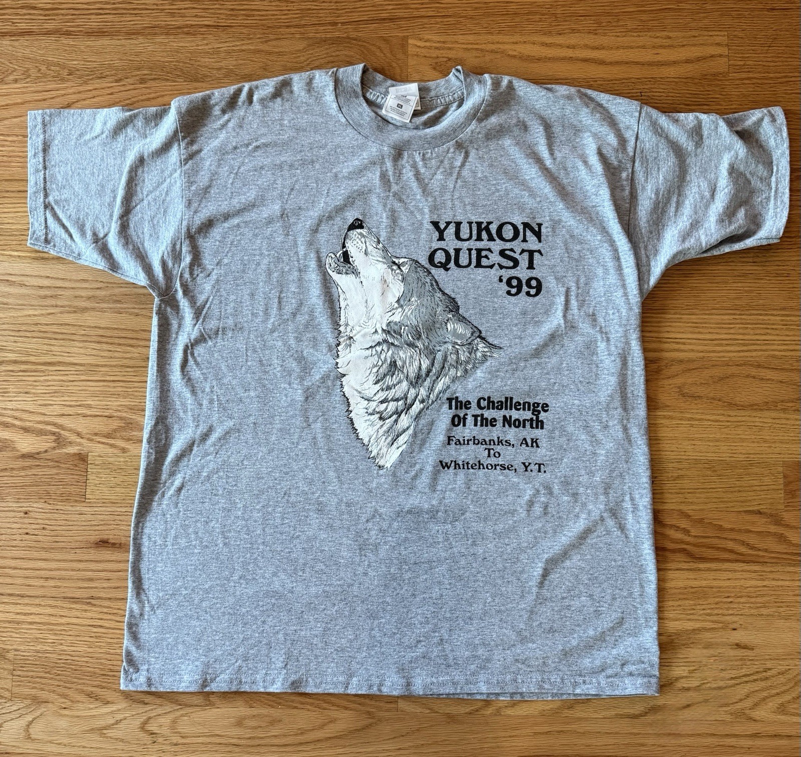 Vintage 1999 Y2K Yukon Quest T Shirt Men’s XL Sled Dog Race Graphic Husky Alaska