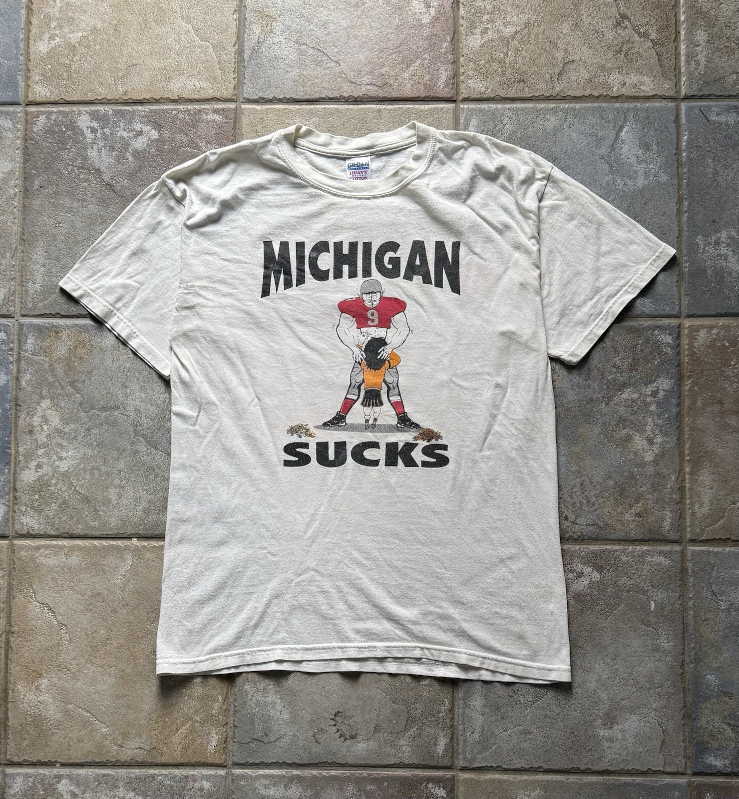 VTG Michigan Sucks Ann Arbor Is A Whore Graphic OSU Football T-Shirt White Large