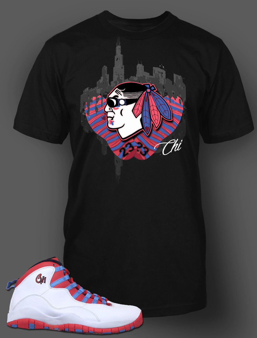 Chieftain Graphic Sneaker Tee Shirt Perfect Match for J10 Chicago Shoe Bold Look