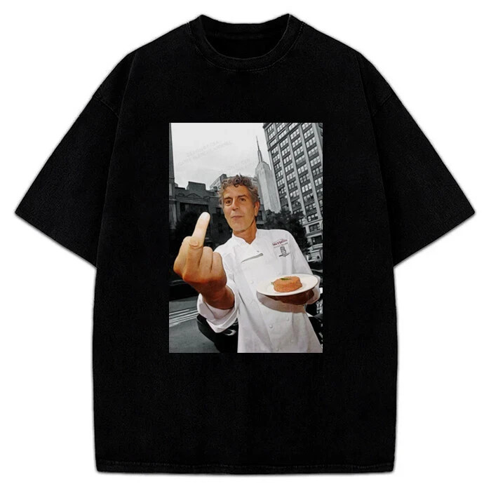 Anthony Bourdain Middle Finger T Shirt Parts Unknown Foodie Fan Shirt All Size