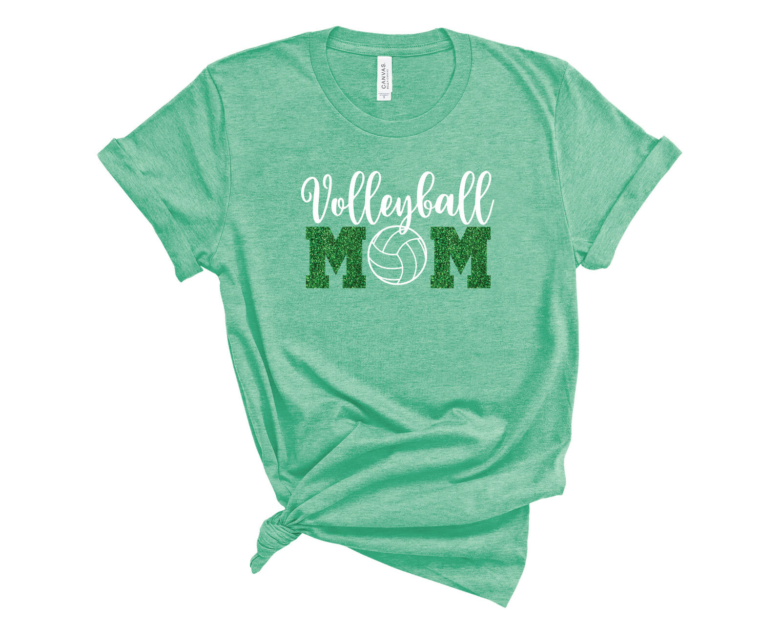 Personalized Volleyball Mom Glitter T-Shirt Custom Volleyball Mom Sports Tee