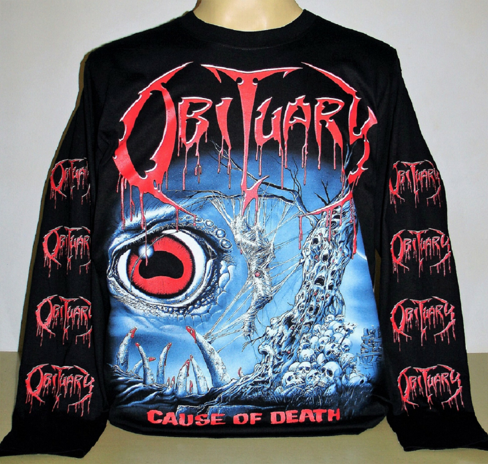 Obituary Cause Of Death Long Sleeve T-Shirt Size S M L XL 2XL 3XL Metal Band New