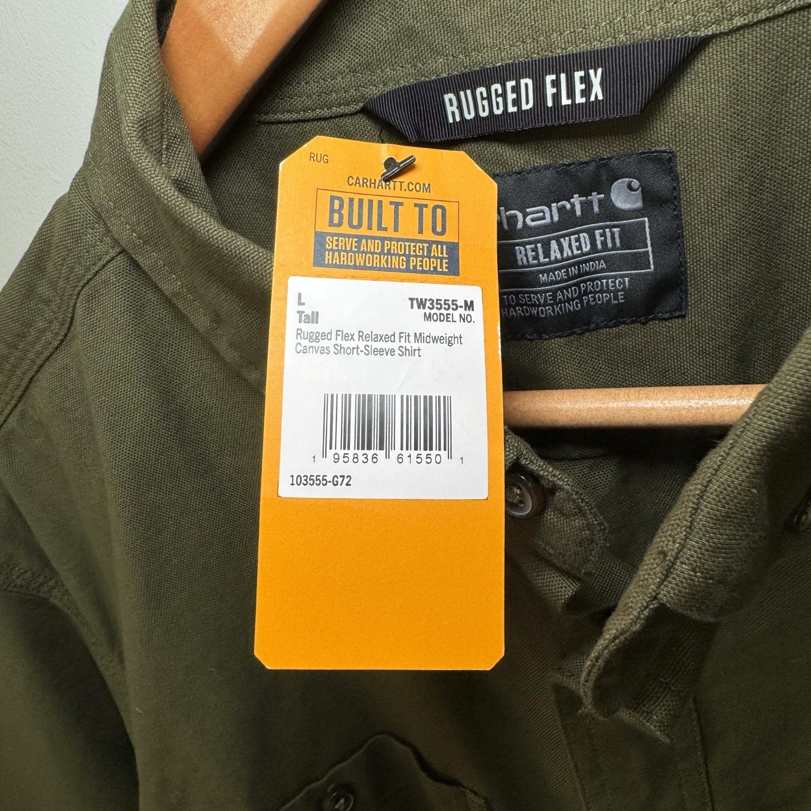 Carhartt Mens Rugged Flex Short-Sleeve Work Shirt Canvas Button Down Large-Tall