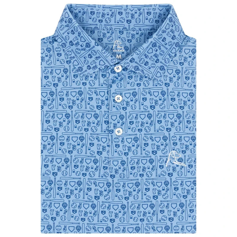 Rhoback Pauly Mont Performance Polo Clear Blue Shoal Mens Golf Stretch Fit