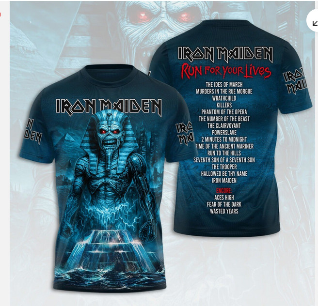 Iron 1Maiden 3D Apparel 2026 Tour Run For Your Lives Shirt Unisex S-3XL