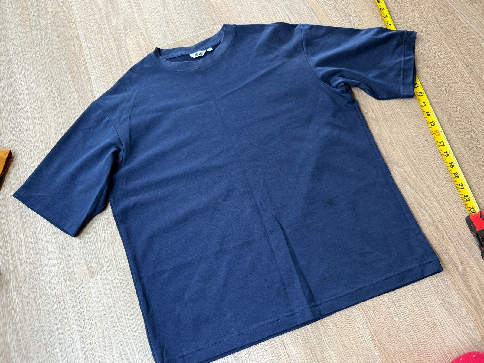 Uniqlo U AIRism Cotton Oversized T-Shirt Blue Gray Large Relaxed Fit 5708