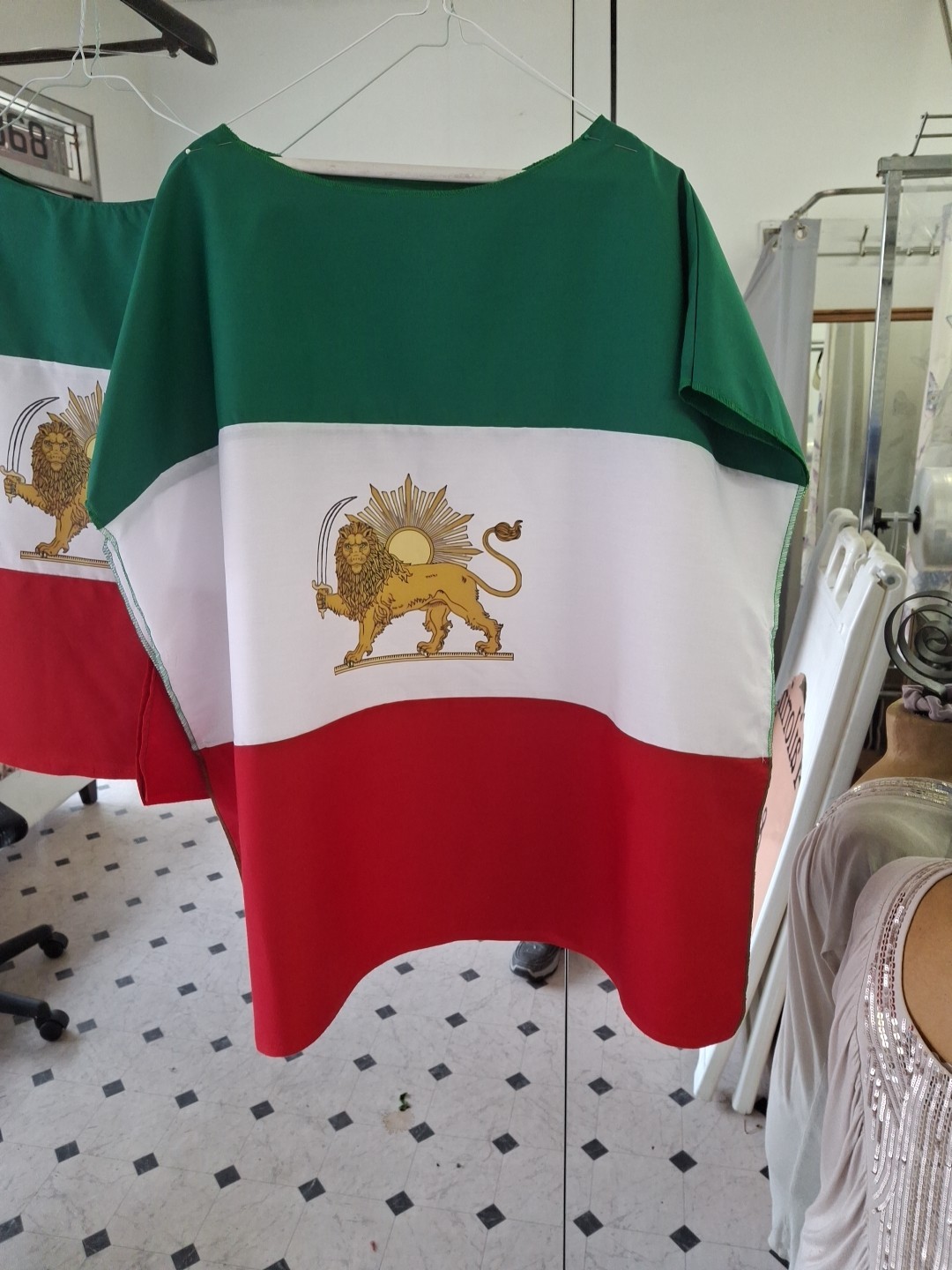 Persian flag Lion and Sun (Shir-o-Khorshid) Wearable flag ,Protest ,Unisex