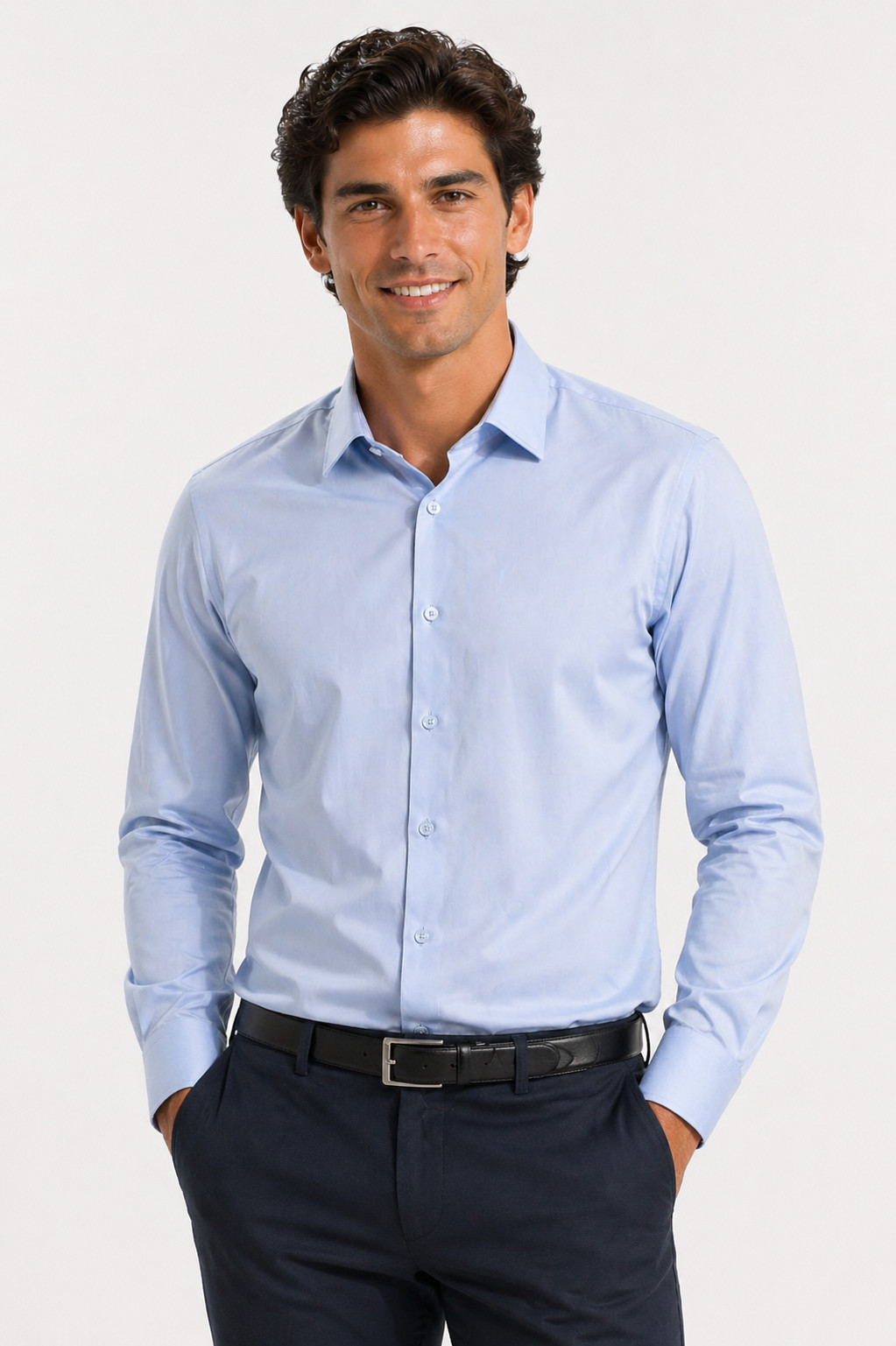Galaxy By Harvic Men’s Dress Shirt New XL Sky Blue Button Up Long Sleeves Solid