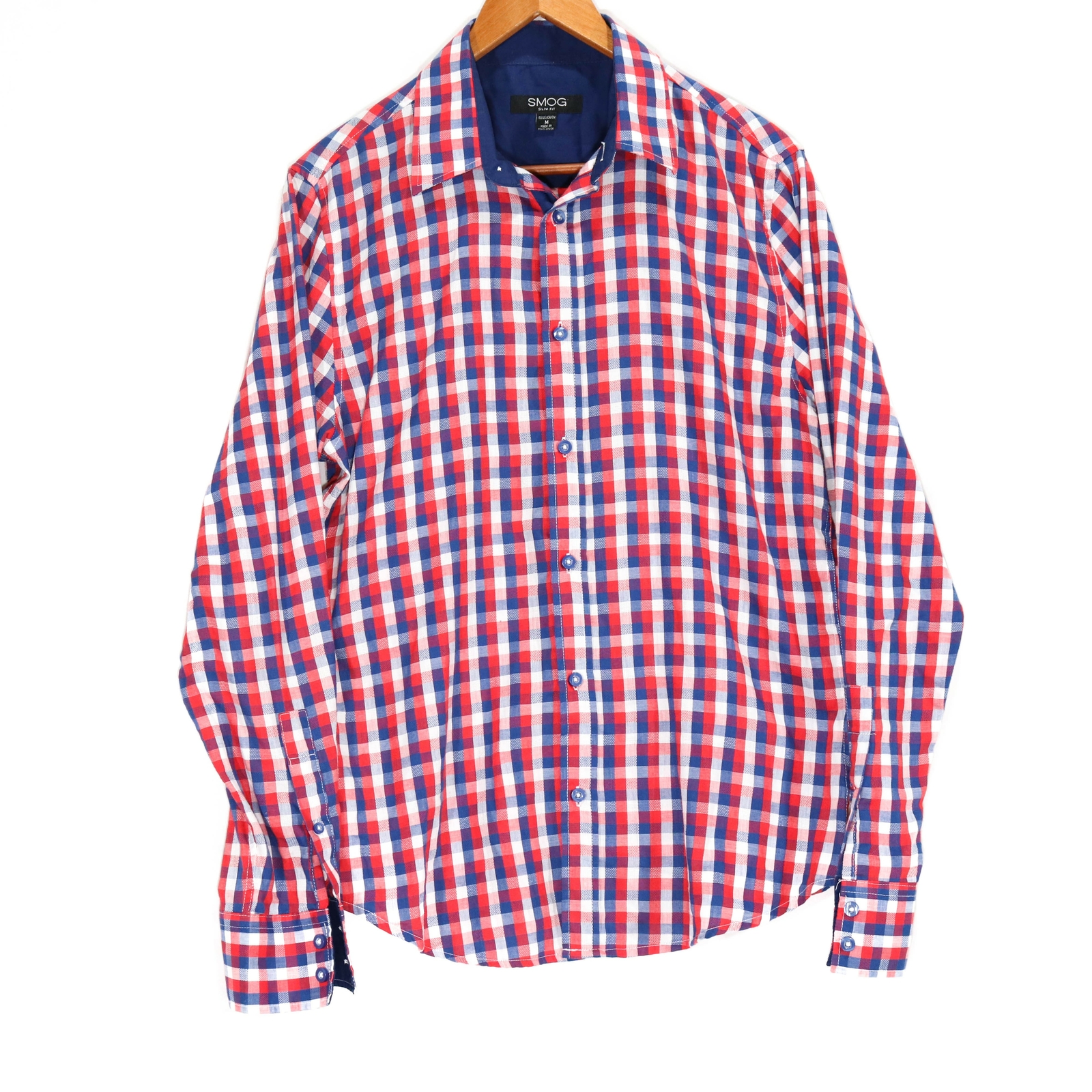 Smog Men’s Plaid Slim Fit Button Up Shirt – Size Medium