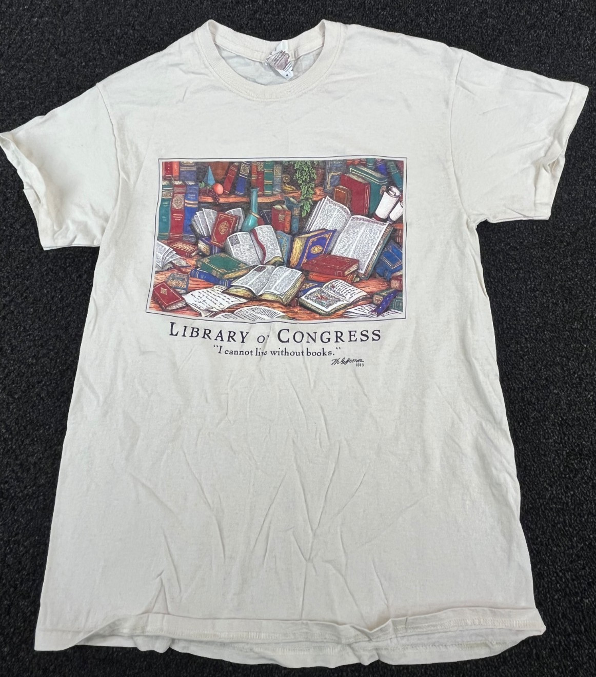 Library of Congress I Cannot Live without Books T-Shirt Medium White